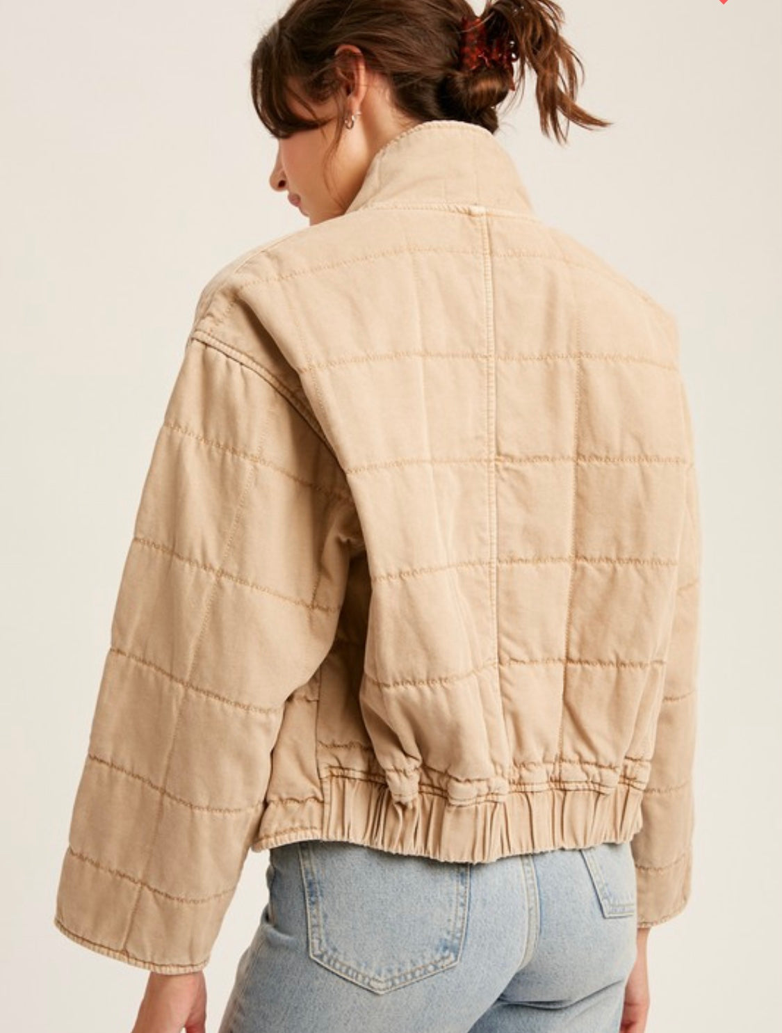 Dolman Sleeve Quilted Denim Jacket