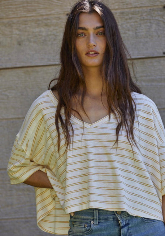 The Yellow Stripe Crop Tee